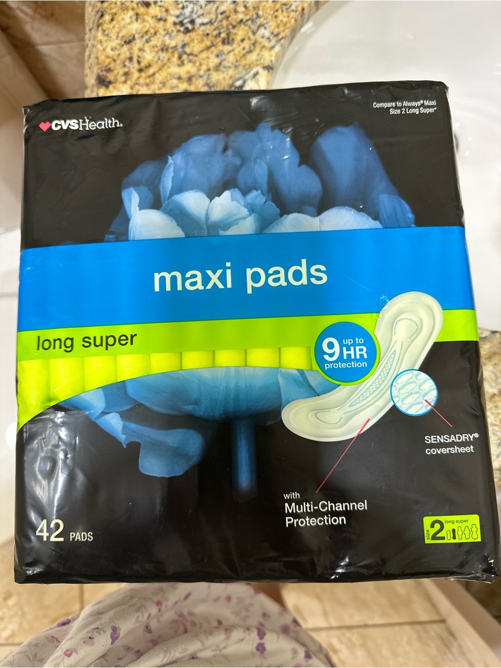 Maxi Pads Long Super - Blue Packaging, 42 Count